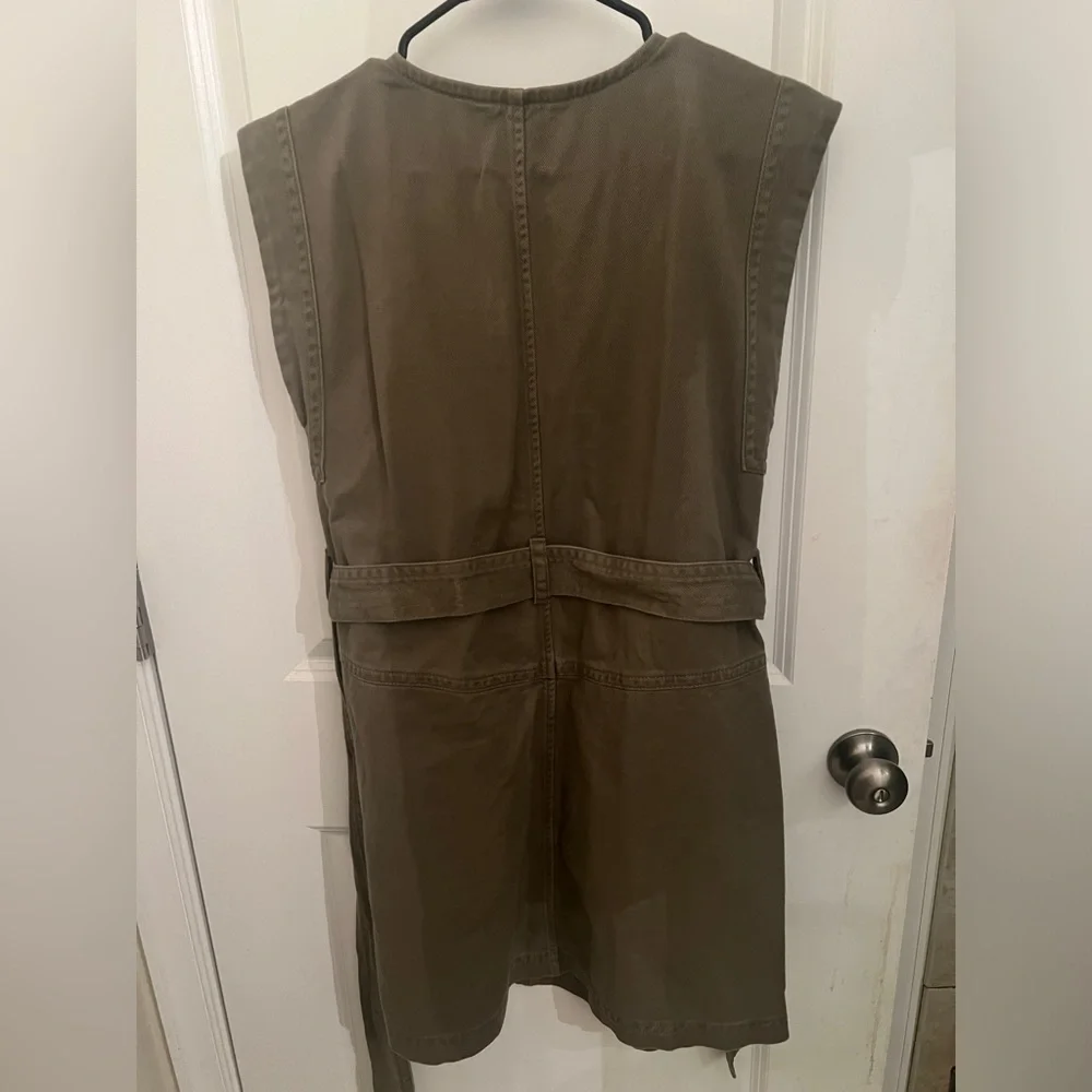 Banana Republic Light Olive Green SPLIT-NECK MINI DRESS Size XS - Picture 3 of 10